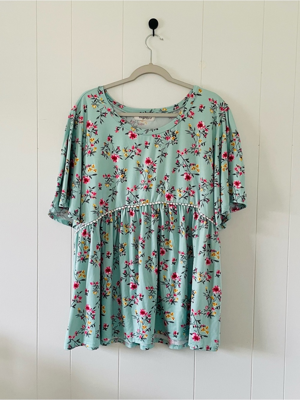 Floral Babydoll Blouse in Mint by Haptics